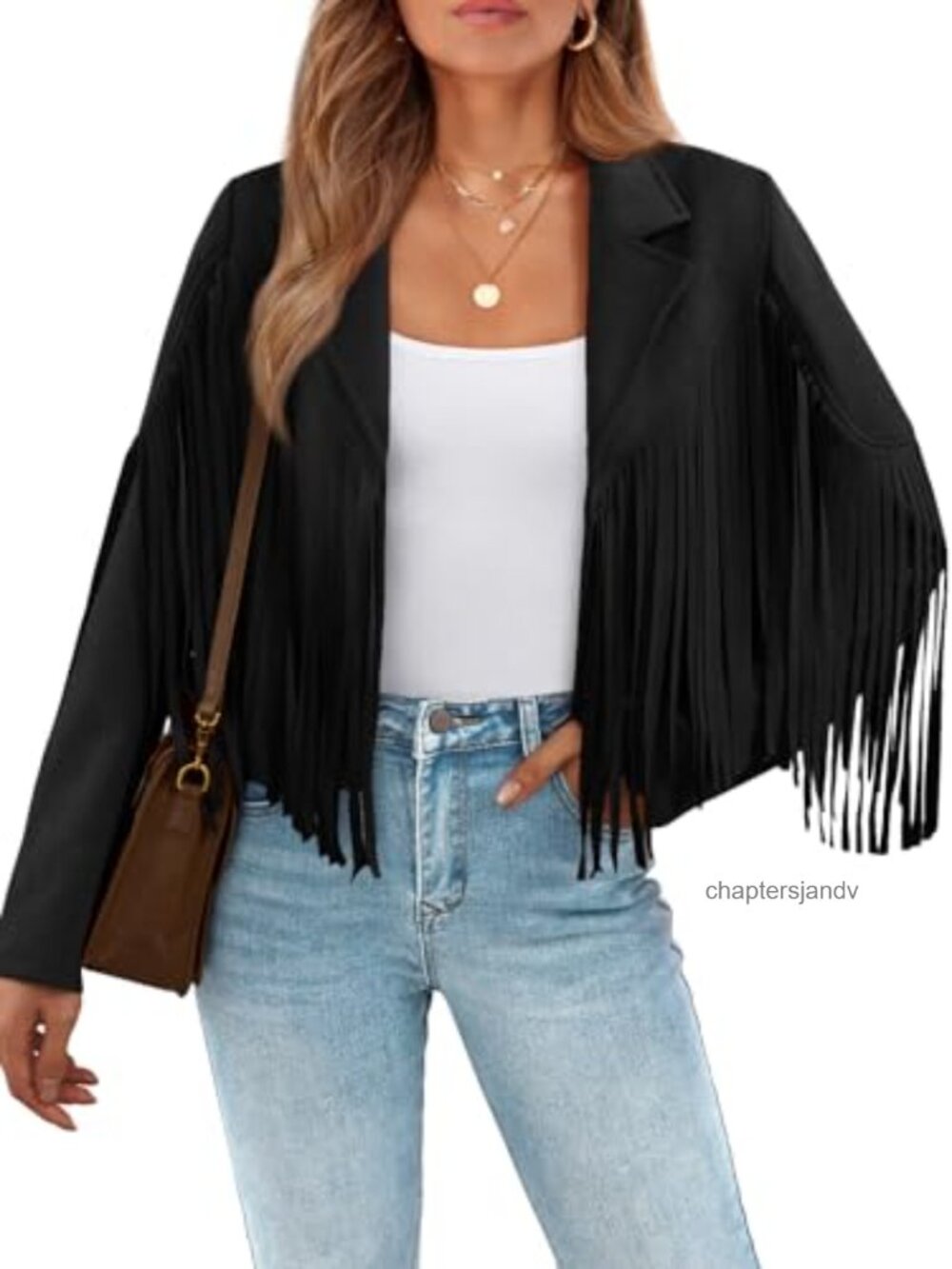 Cropped Fringe Faux Suede Leather Jacket Moto Biker Western